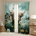 thumbnail image 2 of Castle Fairy Highland Cow Black Out Curtains for Teens Boys Girls,Western Farmhouse Curtains Pack of 2 (42x63 Each),Chic Floral Dandelion Bedroom Curtains,Lightweight Room Decor, 2 of 6