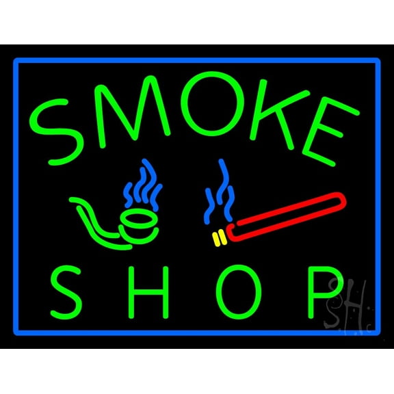Smoke Shop Bar LED Neon Sign 24 x 31 - inches, Clear Edge Cut Acrylic Backing, with Dimmer - Bright and Premium built indoor LED Neon Sign for Bar decor.