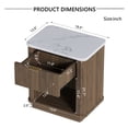 thumbnail image 7 of UHOMEPRO Modern Nightstand with Faux Marble-Look Top, Walnut Bedside Table with with Storage Drawer and Open Shelf, Wooden Bedside Storage Cabinet Unit for Bedroom, Guest Room, Dorm, 7 of 7