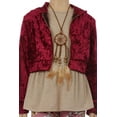 thumbnail image 4 of Big Girls' Set Velvet Hoodie Jacket Tank Top Necklace Floral Legging Pants Set USA Burgundy 10 (J20KS99), 4 of 4