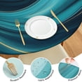 thumbnail image 4 of Teal Marble Gold Wave Pattern Round Fitted Tablecloth with Elastic Edge,Dining Table Cover Waterproof,Outdoor Round Tablecloth for Camping,Dining,Indoor and Outdoor, 4 of 7