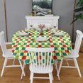 thumbnail image 2 of Multi Color Checkerboard Checkered Pattern Round Tablecloth 60"x60",Wrinkle Wipeable Table Cloth for Kitchen Dining Room Picnic Patio Party, 2 of 6