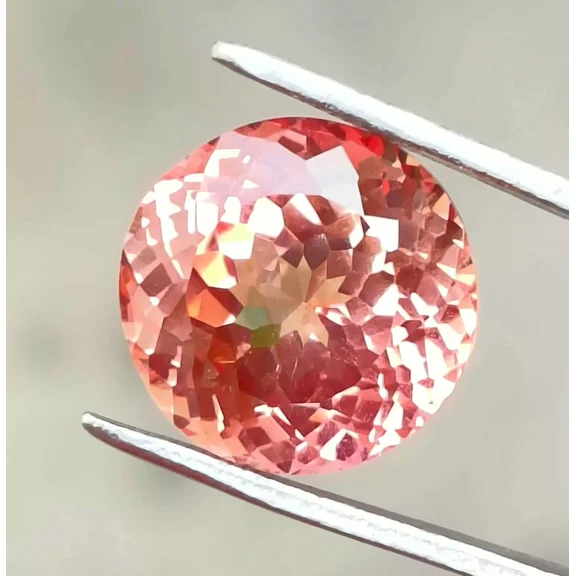 10.50 Ct Flawless Natural Padparadscha Sapphire Round Cut Stone – GIJTL Certified Gemstone