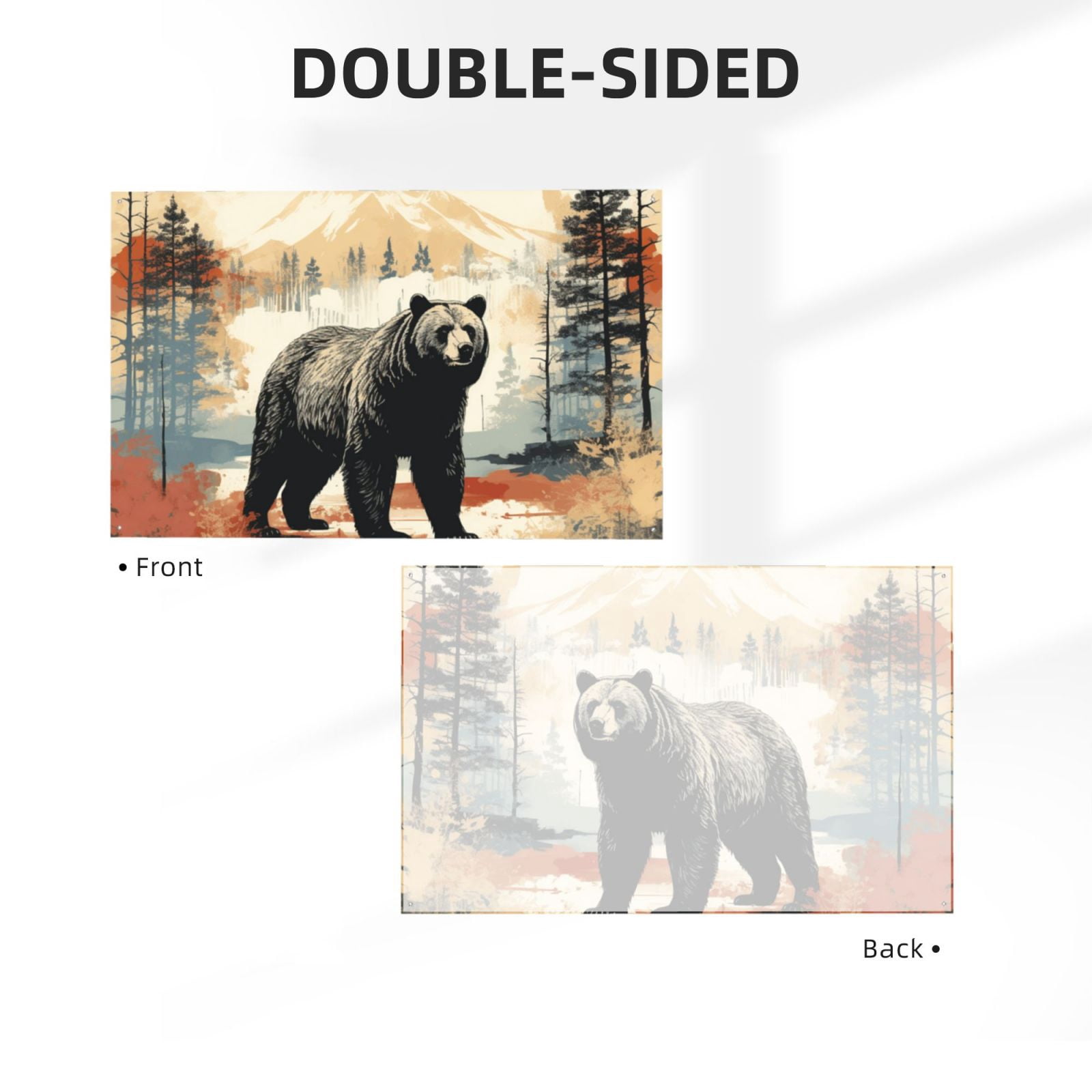 Bear Rustic Lodge Southwestern Four Hole Decorated Banner Flag for Garden Yard Home Decoration Indoor Outdoor 4x6 Ft