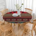 thumbnail image 3 of Vibrant Bohemian Floral Round Tablecloth with Elastic Hem, Fits 52 to 56 Inch Circular Table for Dining Room Decor and Garden Party Setting, 3 of 7