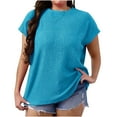 thumbnail image 3 of Horkkom Womens Summer Tops Plus Size Crew Neck Solid Color Short Sleeve Shirts Casual Loose Tunic Tops XXL, 3 of 10