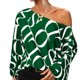 thumbnail image 1 of Mujer Puff Manga Top Cuello Redondo Obispo Suave Transpirable Moda Poliéster Ropa Verde Letra S, 1 of 7