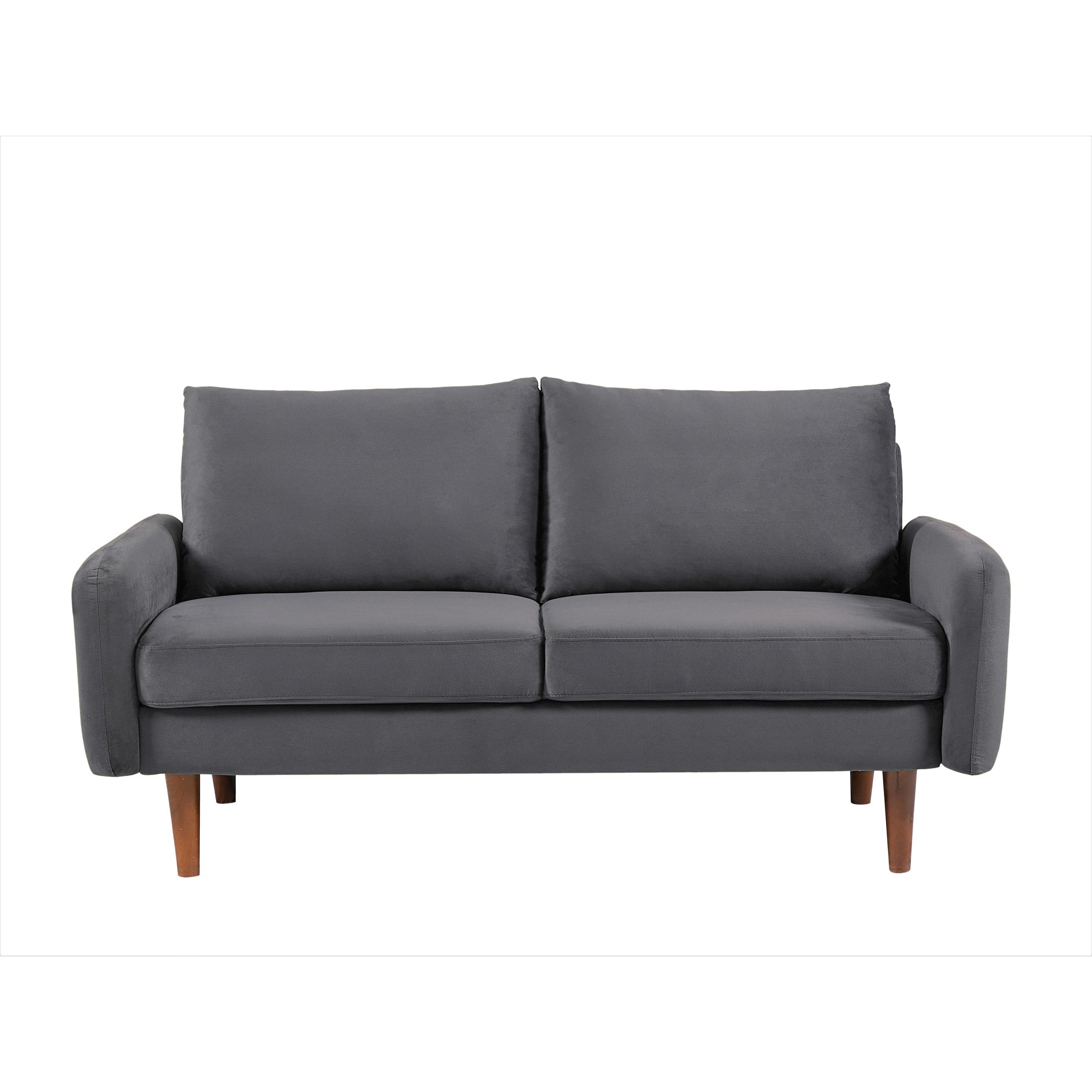 GDF Studio 58" European Modern Loveseat 2-Seater Sofa with Velvet Upholstery, Tapered Wood Legs, Gray