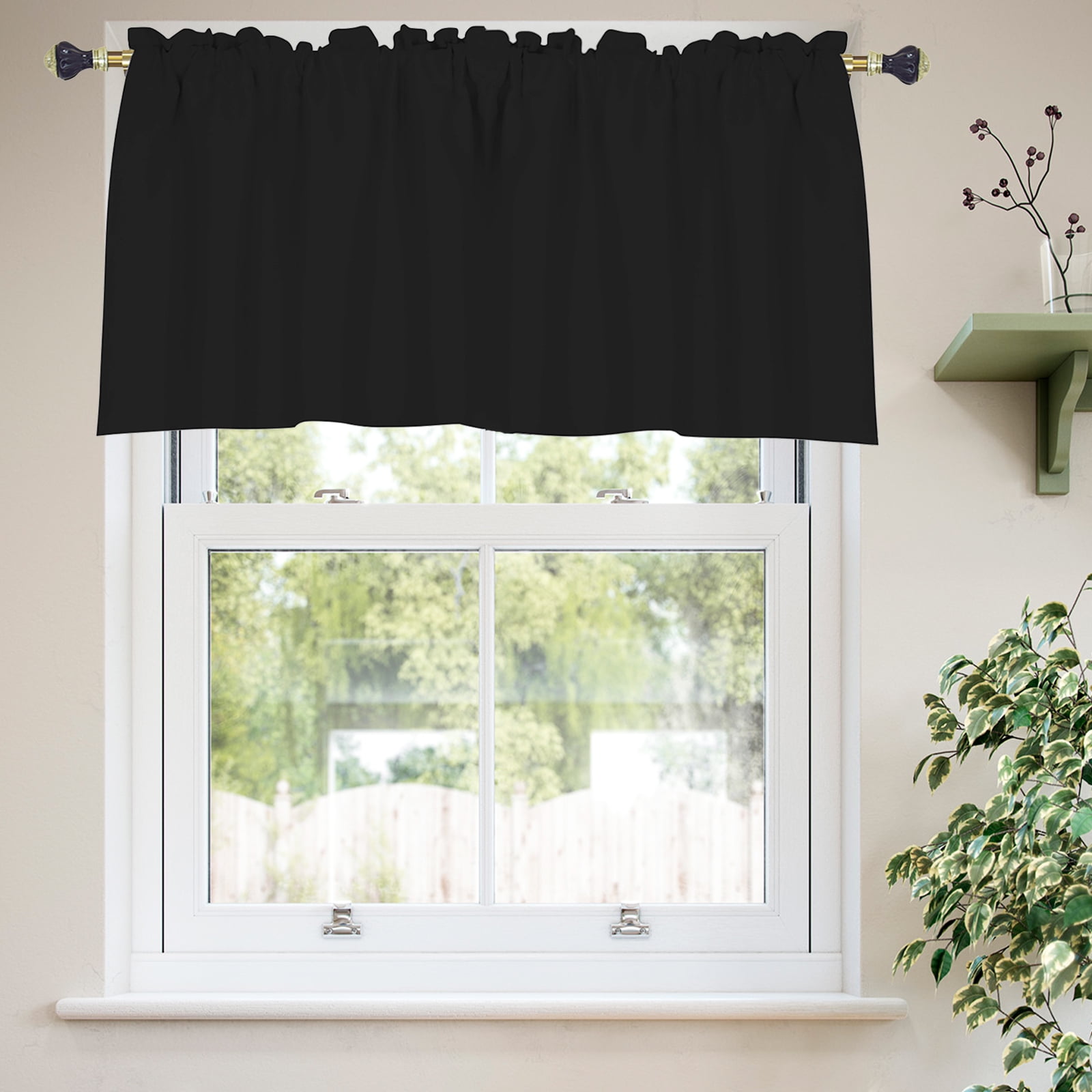 DONGPAI 2 Panels Blackout Kitchen Curtains, Rod Pocket 24 inch Short Curtains Cafe Curtains Bathroom Window Curtains, Black