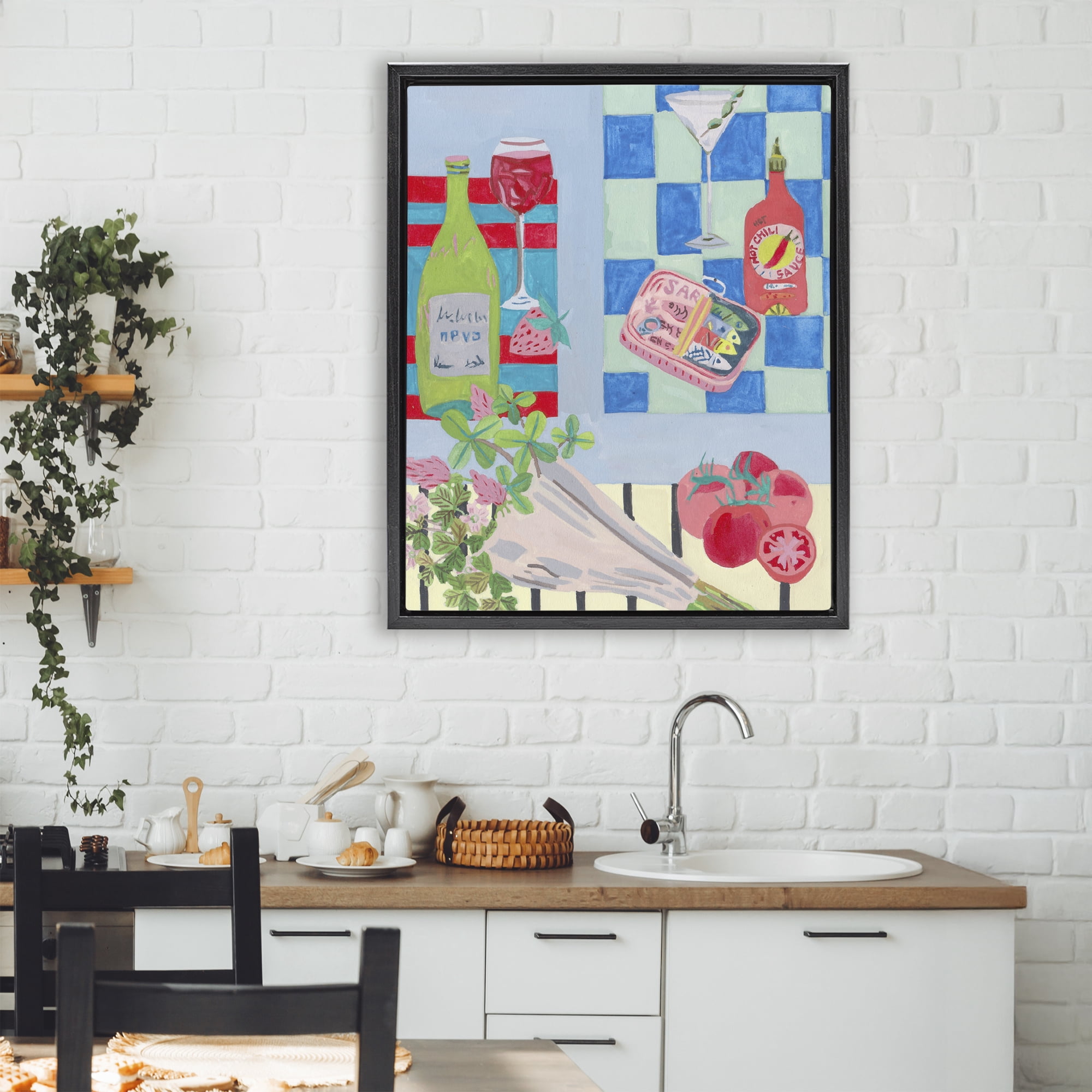 Stupell Industries Saucy Kitchen Secrets Black Framed Floater Canvas Wall Art, design by Melissa Wang