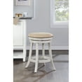 thumbnail image 4 of Backless Round Swivel Stool in Beige Fabric in White-Wash Finish 2 Pack, 4 of 8