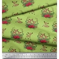 thumbnail image 2 of Soimoi Green Velvet Fabric Deer Animal Print Fabric by Yard 58 Inch Wide, 2 of 3