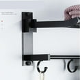 thumbnail image 4 of SUSUZI  24 Inch Towel Rack with Towel Bar Foldable Towel Holder   Shelf with Movable Hooks Rustproof Aluminum Towel Storage Wall Mount for Bathroom Lavatory Black, 4 of 11