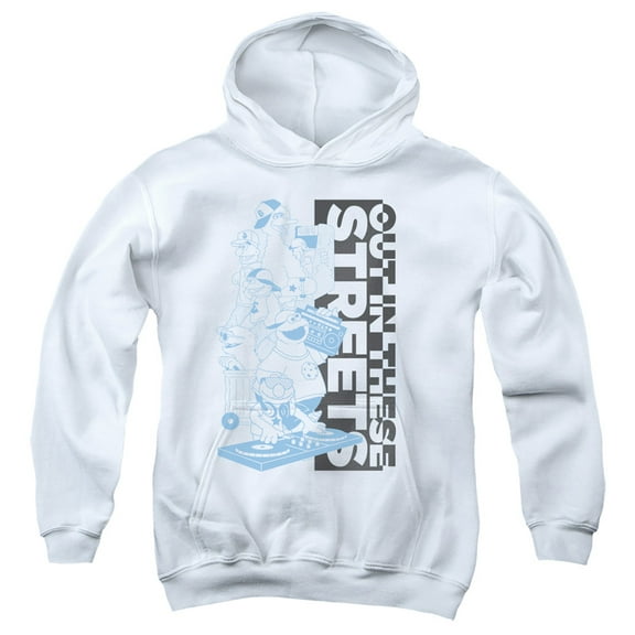Sesame Street Out In These Streets Youth Pullover Hoodie Sweatshirt White