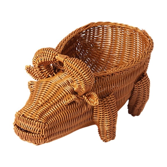 Clearance Handwoven Rattan Animal-Shaped Storage Basket for Home Organization