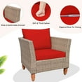 thumbnail image 6 of Patiojoy 3 Piece Outdoor Rattan Sofa Set Wicker Conversation Furniture Set with Red Cushions, 6 of 9