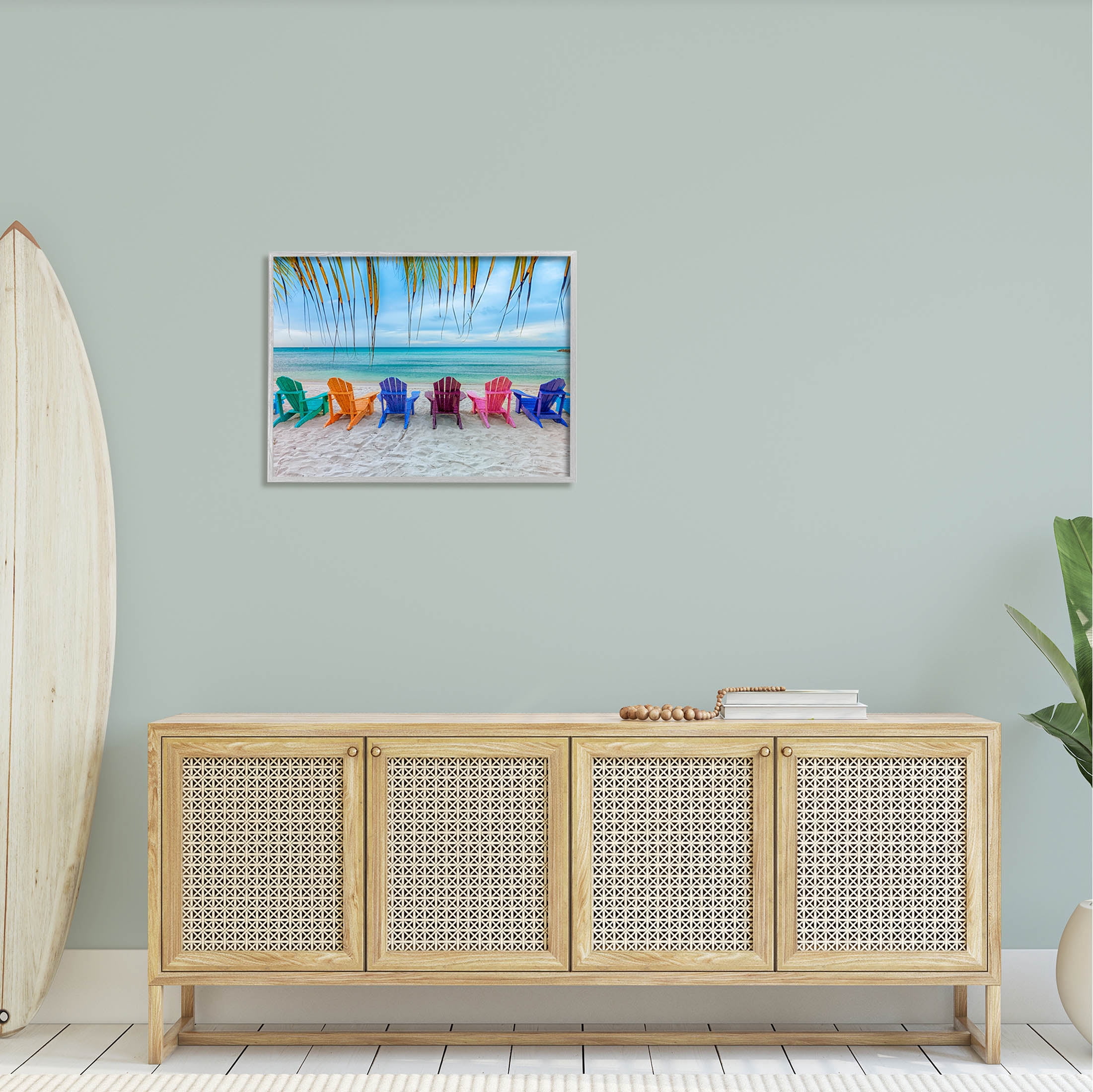 Stupell Industries Picturesque Tropical Summer Beach Photograph Gray Framed Art Print Wall Art, Design by Mary Lou Photography