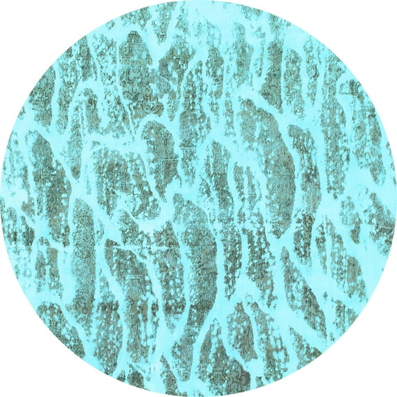 Ahgly Company Indoor Round Abstract Light Blue Modern Area Rugs, 8' Round