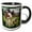 Black/White, variant on 3drose, Photograph of a Mother Ewe Sheep with Twin Easter Lambs, 11oz Two-tone Blue Mug
