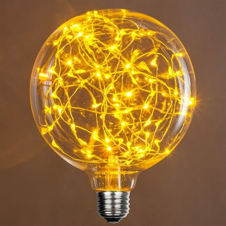 

LEDimagine G125 Fairy Light Bulb 75 Gold LED Diodes Inside Clear Glass Finish E26 Base
