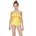 thumbnail image 4 of Penkiiy Toddler Kids Baby Girls Summer Small Ruffle Color Sling One-piece SwimsuitGirls Bikini Swimsuits 4-16 On Sale Yellow 3-4 Years, 4 of 9