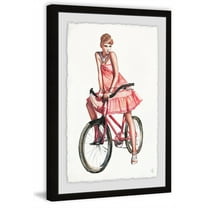 Bicycle Lady Framed Painting Art Print, 16.00" x 1.50"