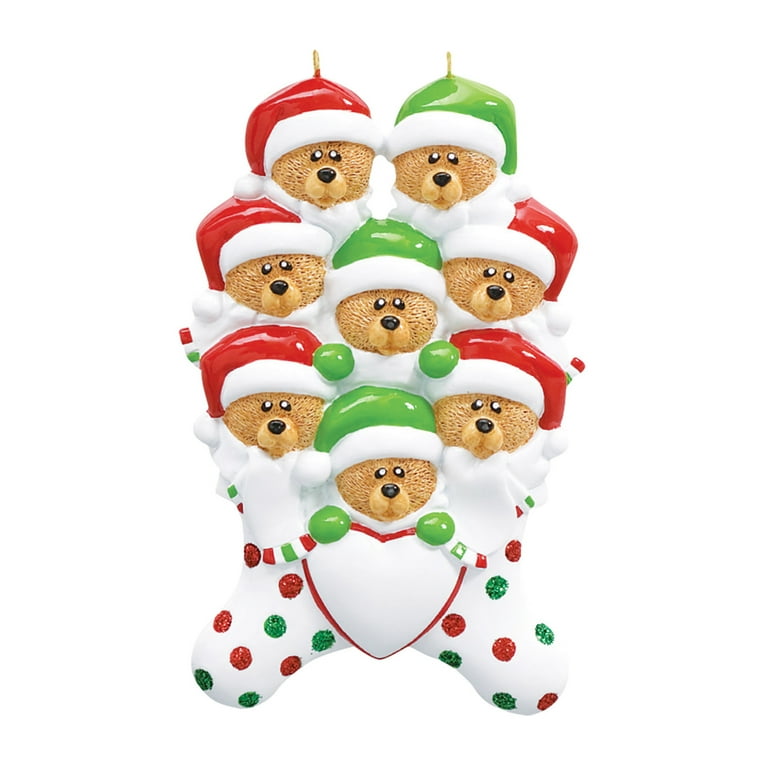 Personalized Christmas Hardboard Ornament Bear Family + Free