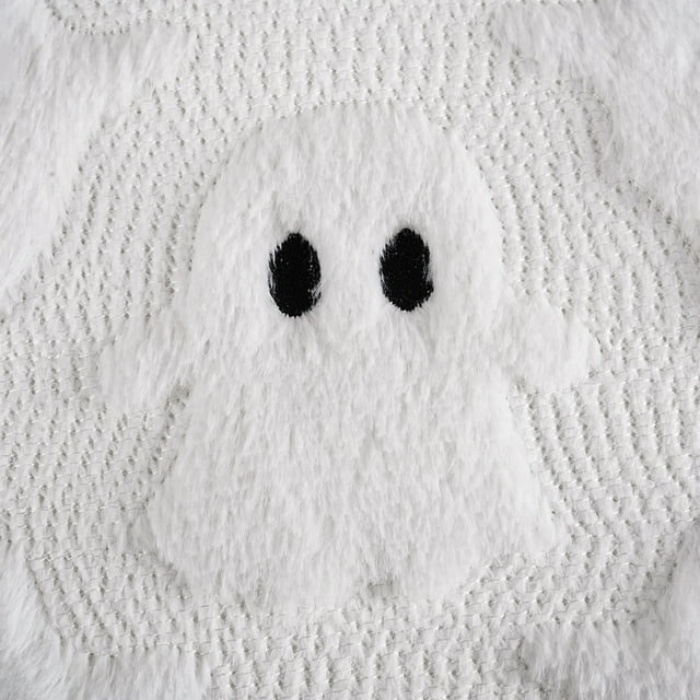 Housse de Coussin Citrouille Fantôme / Déco d'Halloween avec Motif Mignon et Effrayant / Tissu Polyester Doux / Fermeture Éclair Dissimulée et Imprimé Résistant à la Décoloration