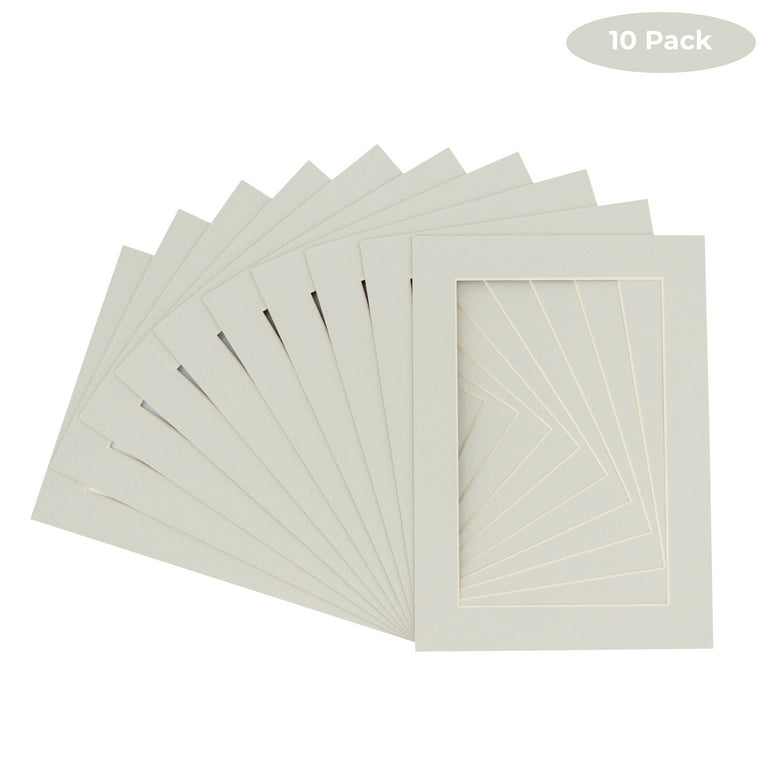 8x10 White Picture Mats with White Core for 5x7 Pictures - Fits 8x10 Frame, Soft Yellow