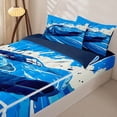 thumbnail image 3 of Castle Fairy Racing Style Blue Sports Car Zipper Twin Comforter Sets with Fitted Sheet and 2 Pillowcases for Boys,Dynamic Splash Art Zipper Bedding Set,Vibrant Blue,4-Piece,Navy Blue Reversible, 3 of 6