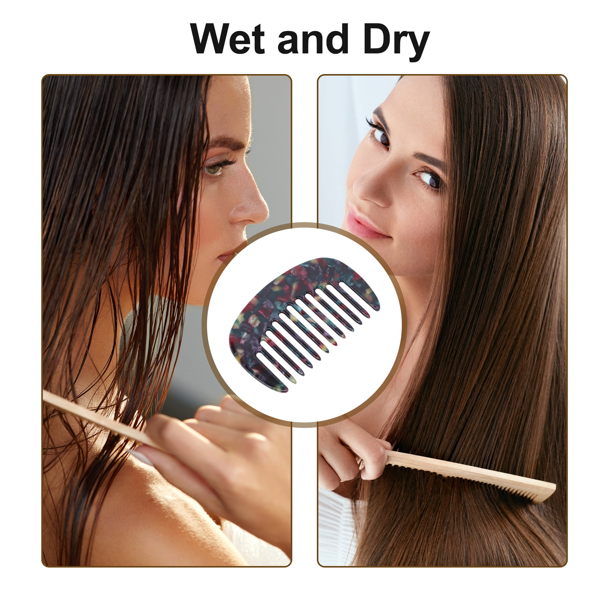 Unique Bargains 1 Pc Mini Wide Tooth Comb for Women Pocket Size Black 3.39"x1.97"