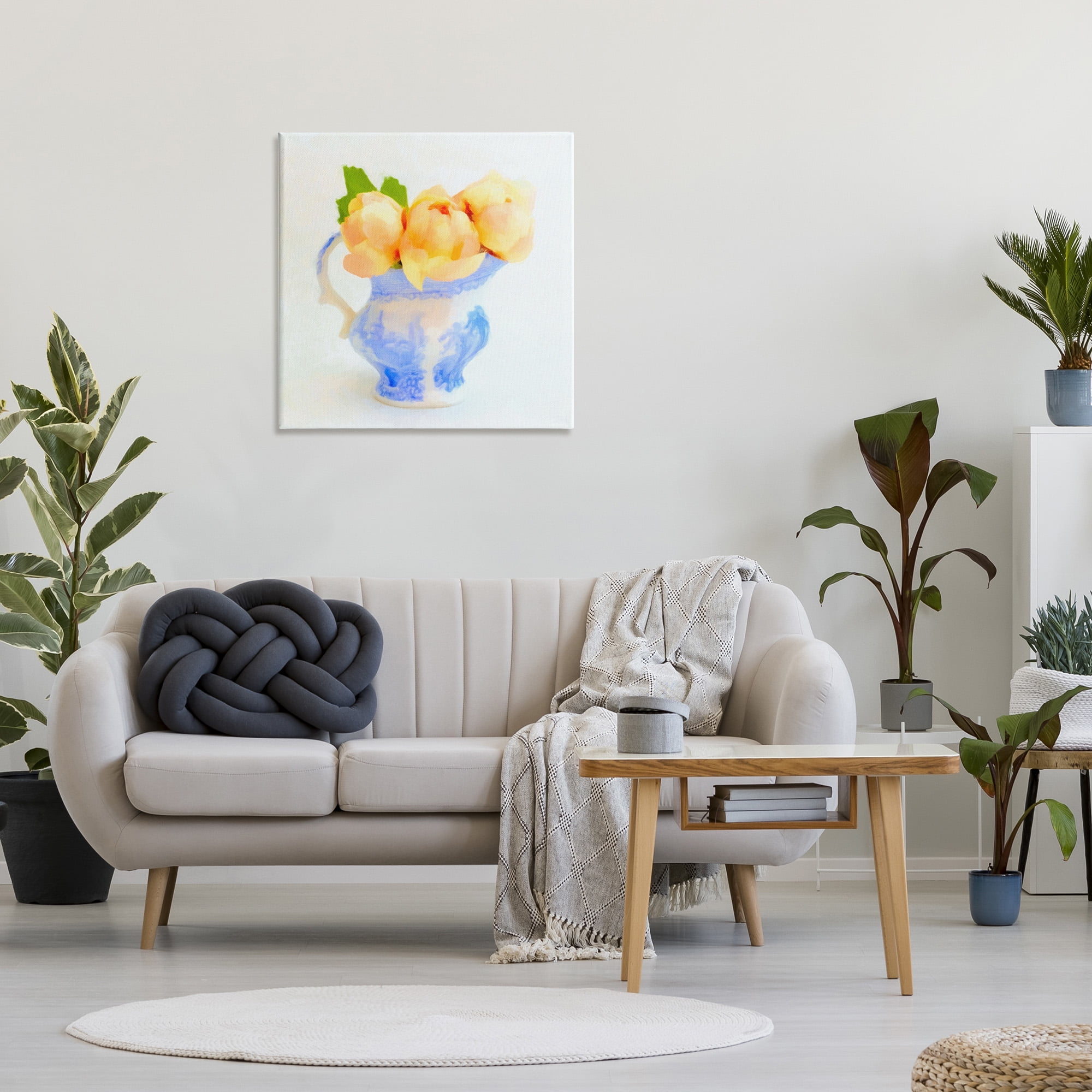 Stupell Industries Yellow Blooms in Pitcher Botanical & Floral Painting Gallery Wrapped Canvas Art Print Wall Art, 30 x 30