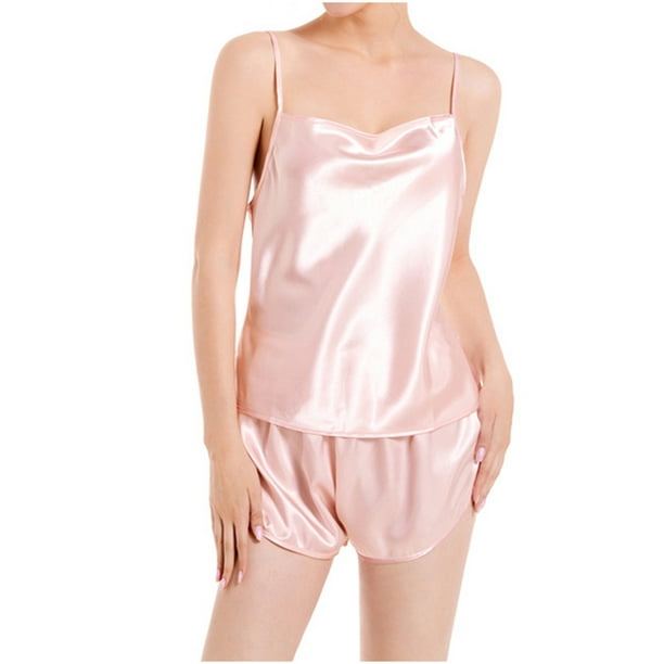 Besolor Satin Pajamas Set Sleepwear Womens Lingerie Cami Tops Shorts Set  Nightwear 2 Piece Pjs Set Loungewear 