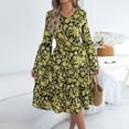 thumbnail image 4 of Wo-Fusoul Robe à Manches Longues pour Femmes, Robe Maxi d'Été Décontractée à Col en V, Robe Longue Unie, Bleu, 4 of 8