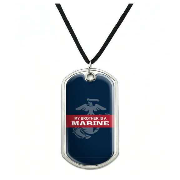 My Brother is a Marine USMC Officially Licensed Military Dog Tag Pendant Necklace with Cord