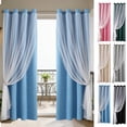 thumbnail image 7 of Blackout Curtains Double Layer, 84 x 52 Inch Star Pattern Lace Window Drapes, Thermal Insulated Room Darkening Panels for Home Bedroom and Living Room, 7 of 7
