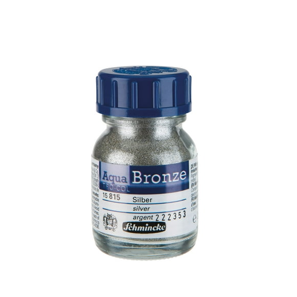 Schmincke - Aqua-Bronze, silver, 20 ml, 15 815 032, shiny metallic effects on gouache and watercolor paintings, paper, cardboard, painting board, canvas