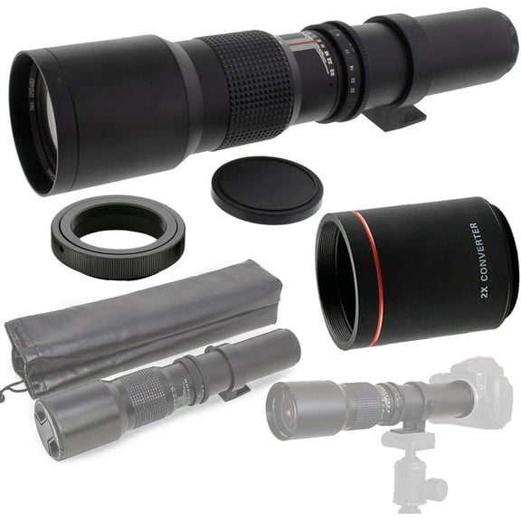 Preset 500mm F/8-32 HD Telephoto Lens for Panasonic MFT Cameras with Adapter & Pouch