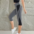 thumbnail image 2 of Yuanlong Womens Pants High Waist Color Block 7/8 Length Capri Yoga Leggings Stretchy Breathable Spring Workouts Trousers, 2 of 5