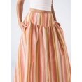thumbnail image 7 of Multicolor Striped Tiered Midi Skirt For Women, Casual Flowing A-Line Skirt With Elastic Waist, 7 of 7