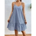 thumbnail image 4 of Women'S Sundress 2025 Holiday Sling Dress Bohemian Floral Beach Dress Blue Stripes M, 4 of 9