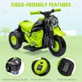 thumbnail image 7 of Lumiparty 6V Bubble Motorcycle Ride on Toy Car for Kids, with Music, LED Headlights, Forward/Reserve, Pedal, 3 Wheels Ride on Motorbike for Kids 3-8, Green, 7 of 7