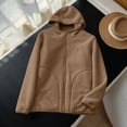 thumbnail image 2 of Lovzfmll Veste en Molleton pour Femmes, à Manches Longues avec Capuchon Zip-Up Style Décontracté Brun, G, 2 of 9