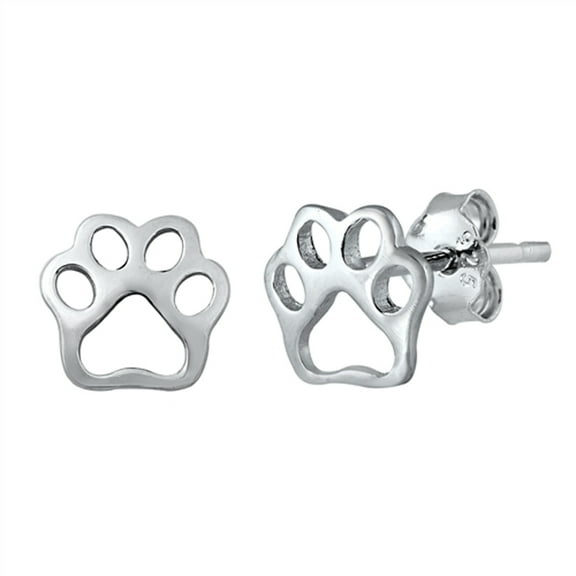 Sterling Silver Paw Print Cutout Animal Dog Pet High Polished Earrings 925 New Jewelry Female Unisex