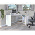 thumbnail image 3 of Desks Modern L-Shaped Desk with Open & Closed Storage, 59” Work Surface | White | Particle Board, 3 of 7