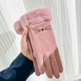 thumbnail image 4 of 1 par de guantes de invierno para mujer, guantes cálidos de cachemir de cuero de gamuza para ciclismo, guantes de conducción con pantalla táctil de felpa de terciopelo grueso para mujer, 4 of 5