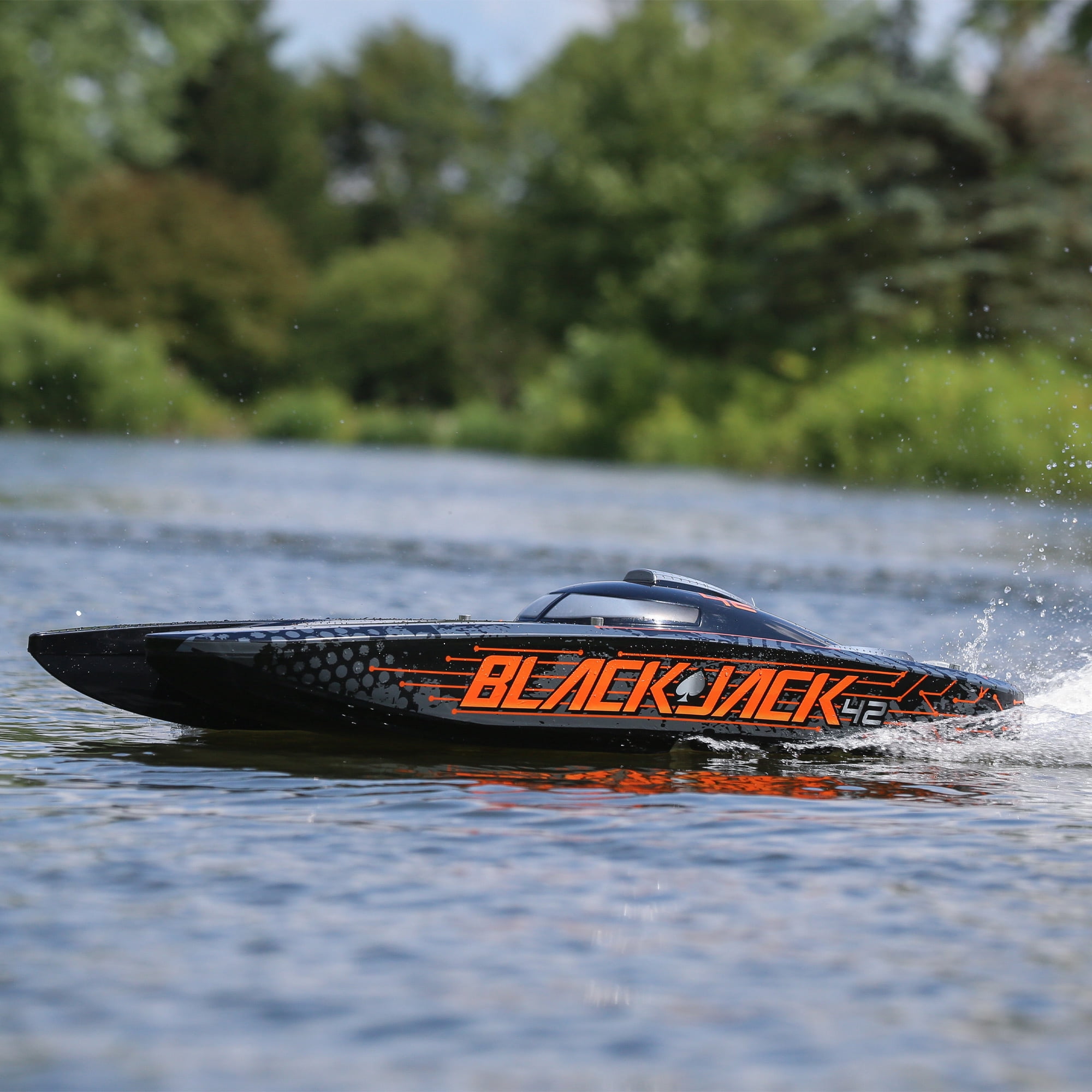 Pro Boat RC Blackjack 42" 8S Brushless Catamaran RTRBattery and Charger Not included Black/Orange PRB08043T1 Boats RTR Electric