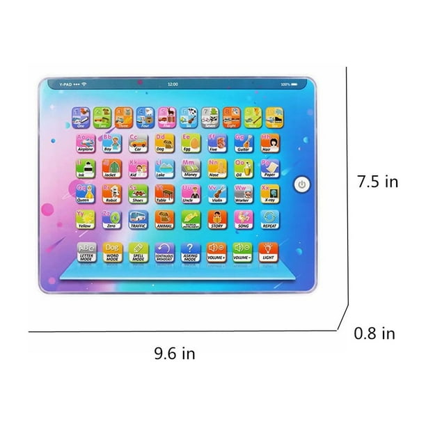 Tableta de aprendizaje para niños con LED para enseñar el alfabeto, los números y las matemáticas, juguete electrónico interactivo para el desarrollo temprano, regalo de Navidad, juguetes para bebés.
