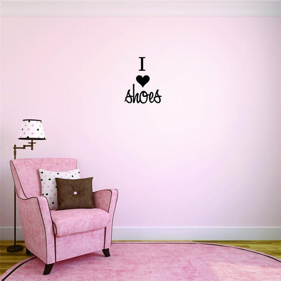 Decal Wall Sticker I Heart Shoes Shoes Shoes Teen Girls Fashion Wardrobe Bedroom Closet QuoteHome Decor Picture Art 14 x 28 Inches