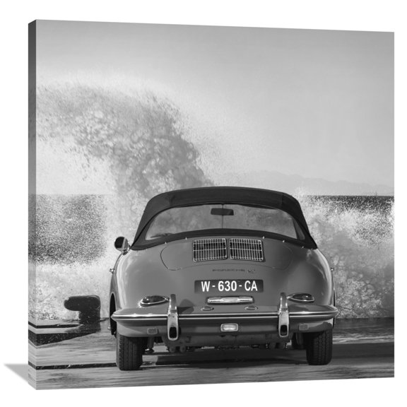 Global Gallery Gasoline Images 'Ocean Waves Breaking on Vintage Beauties (BW detail 1)' Canvas Wall Art